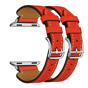 Red Double Cuff Leather iWatch Band 42/44mm