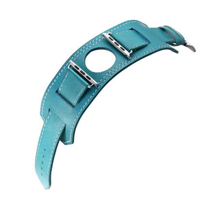 Light Blue Cuff Leather iWatch Band 42/44mm