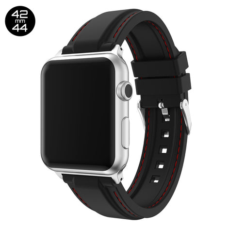 Black Line Sewed Silicone iWatch Band 42/44mm