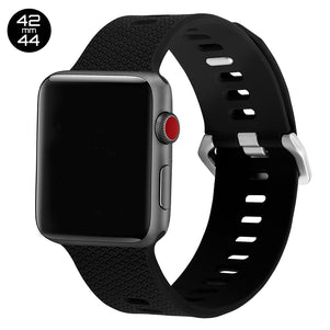 Black Double Buckle Silicone iWatch Band 42/44mm