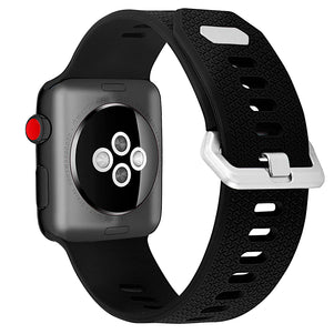 Black Double Buckle Silicone iWatch Band 42/44mm