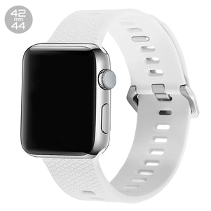 White Double Buckle Silicone iWatch Band 42/44mm