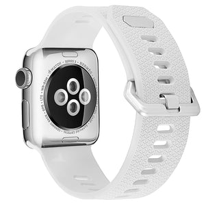 White Double Buckle Silicone iWatch Band 42/44mm