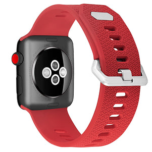 Red Double Buckle Silicone iWatch Band 42/44mm