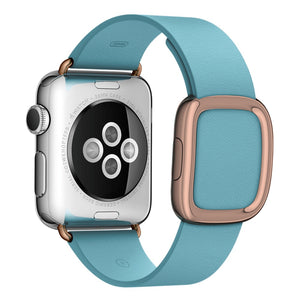 Light Blue Modern Buckle Leather iWatch Band 42/44mm