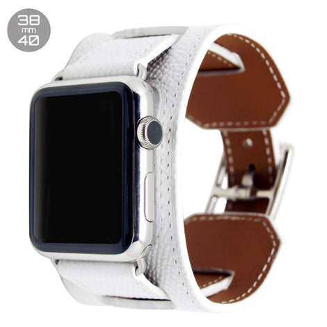 White Cuff Leather iWatch Band 38/40mm