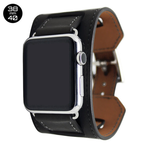 Black Cuff Leather iWatch Band 38/40mm