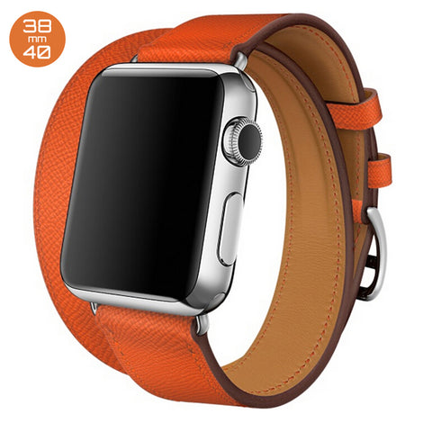 Orange Double Tour Leather iWatch Band 38/40mm