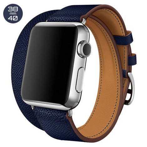 Dark Blue Double Tour Leather iWatch Band 38/40mm