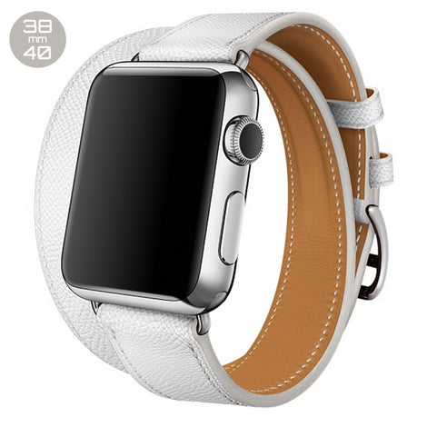 White Double Tour Leather iWatch Band 38/40mm