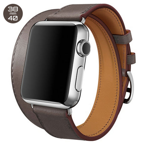 Dark Brown Double Tour Leather iWatch Band 38/40mm