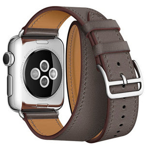 Dark Brown Double Tour Leather iWatch Band 38/40mm