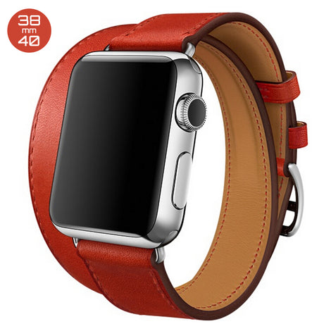 Red Double Tour Leather iWatch Band 38/40mm