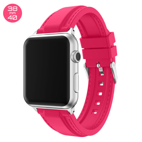 Pink Line Sewed Silicone iWatch Band 38/40mm