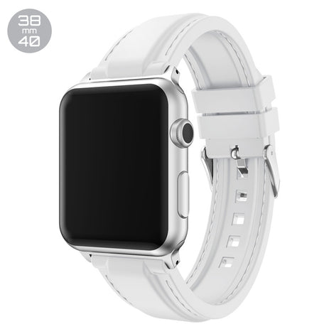 White Line Sewed Silicone iWatch Band 38/40mm