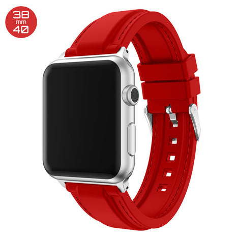 Red Line Sewed Silicone iWatch Band 38/40mm