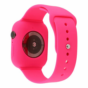 Pink Silicone iWatch Band with Case 44mm