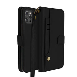 Black Portafoglio Pelle Case for iPhone 12 Pro Max