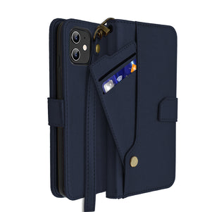 Blue Portafoglio Pelle Case for iPhone 12 Mini