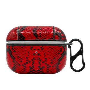 Red Snakeskin Leather AirPod Pro Case