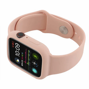 Rose Pink Silicone iWatch Band with Case 38mm