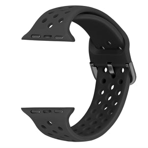 Black Breathable Silicone iWatch Band 42/44mm