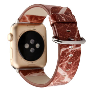 Brown Marble Print Leather iWatch Band 42/44mm