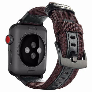 Brown Nylon & Leather iWatch Band 42/44mm