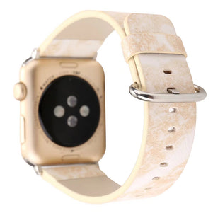 Khaki Marble Print Leather iWatch Band 38/40mm