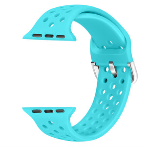 Light Blue Breathable Silicone iWatch Band 42/44mm