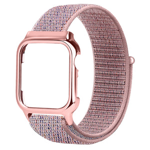 Pink Sand Nylon iWatch Band with Case 42mm