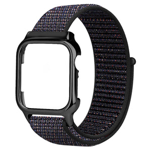 Rainbow Black Nylon iWatch Band with Case 38mm