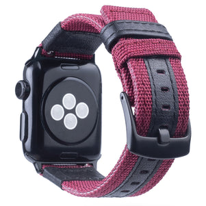 Red Nylon & Leather iWatch Band 42/44mm