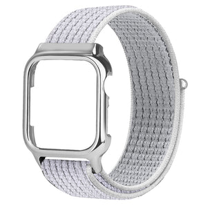 White Reflector Nylon iWatch Band with Case 38mm